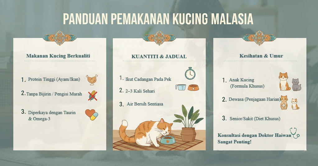 Panduan Pemakanan Kucing Malaysia – sesuai untuk semua peringkat umur (kitten, dewasa, senior)