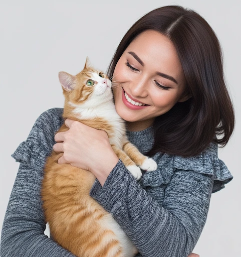 Woman cuddling her cat Woman cuddling her cat – cat care and bonding tips