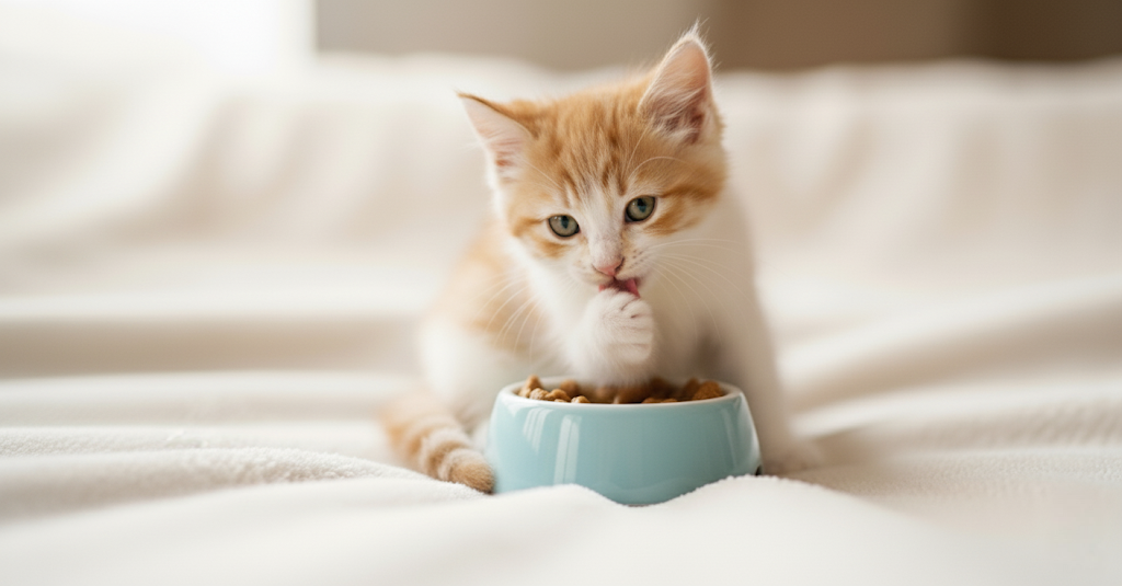 unnamed (22) (1) A kitten is licking its paw.