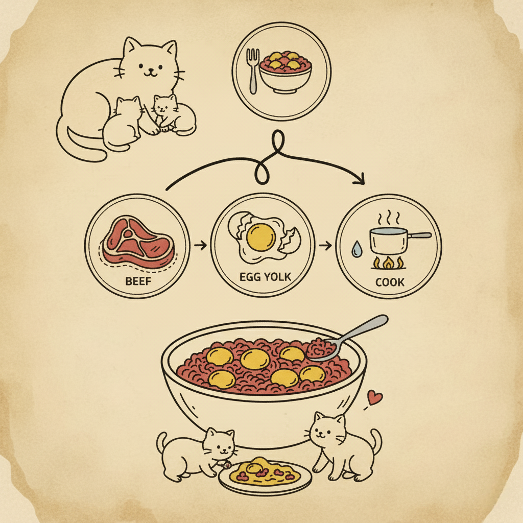 Beef and Egg Yolk Recipe Illustration